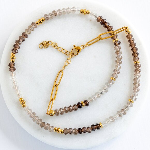 Jewelry - BUNDLE Ombre Smokey Quartz Necklace Waterproof Gold Beautiful Neutral Beaded